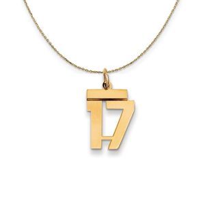 14k Yellow Gold, Athletic, Sm Polished Number 17 Necklace - 18 Inch